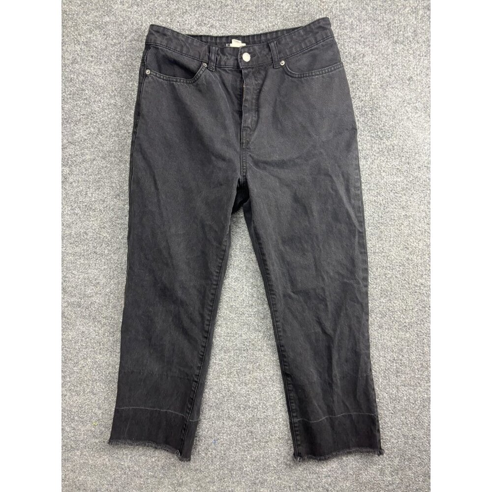 Roxy Straight Jeans Womens 29 Charcoal Wash High Rise Cropped 100% Cotton